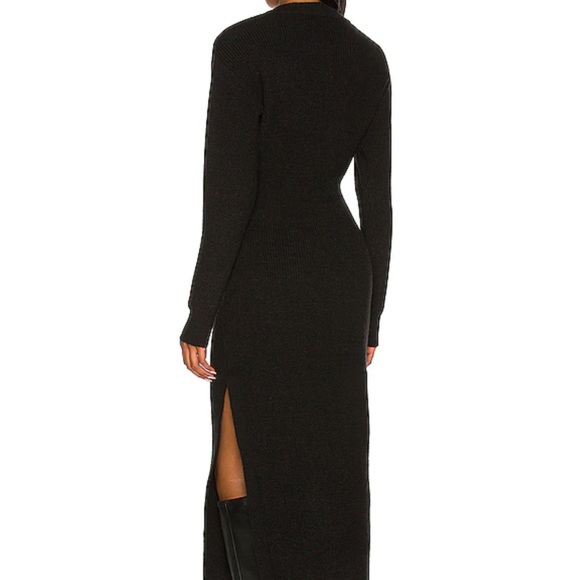 LPA Long Sleeve Ribbed Dress in Black - Picture 4 of 5